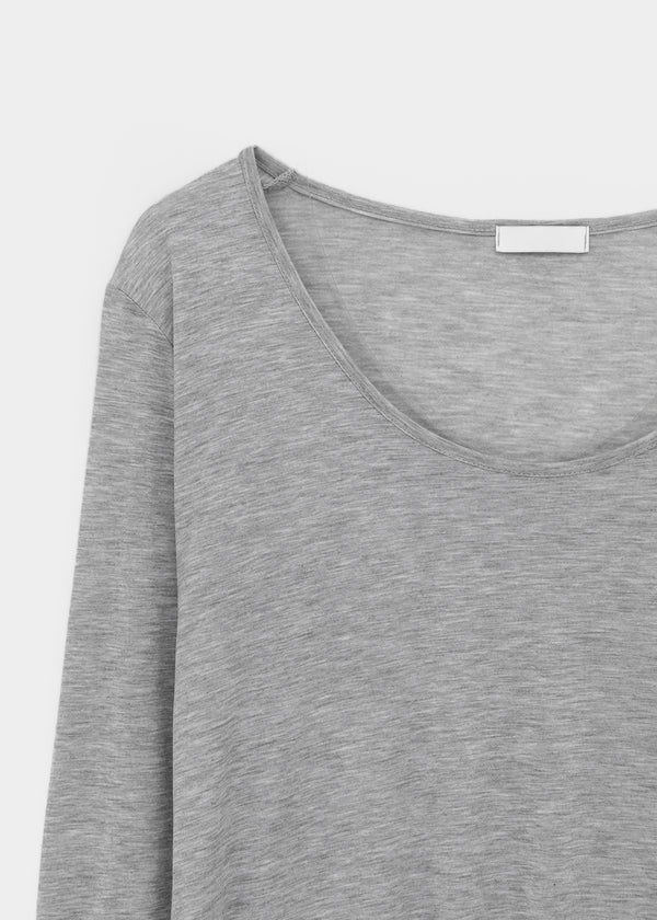 Low-top Boatneck Tencel Long-sleeve Tee