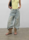 Denfil Damaged Wide Denim Pants