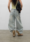 Denfil Damaged Wide Denim Pants