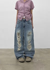Rockle Damaged Wide Denim Pants