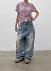 Rockle Damaged Wide Denim Pants