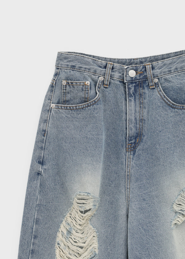 Rockle Damaged Wide Denim Pants