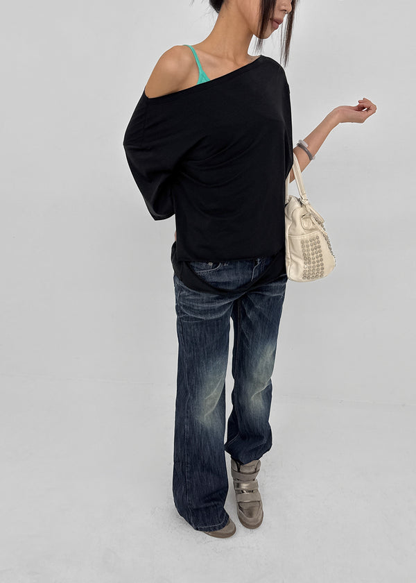 Curling Low-waist Bootcut Denim Pants