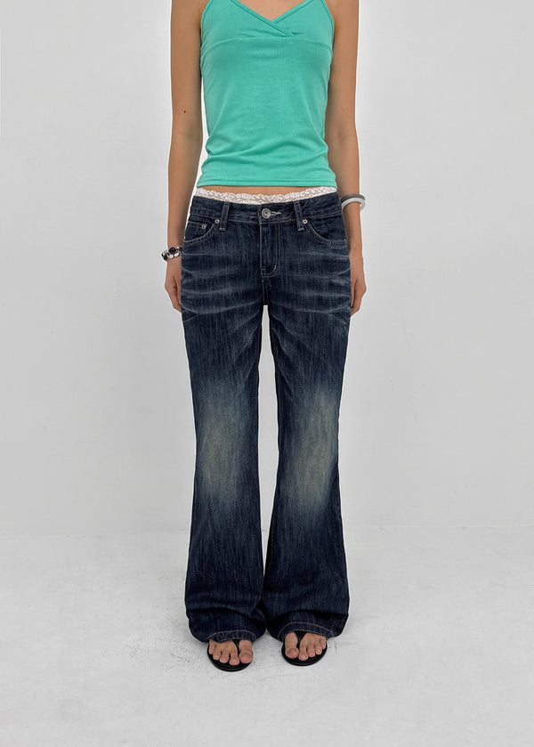 Curling Low-waist Bootcut Denim Pants