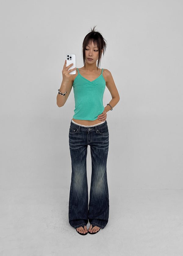 Curling Low-waist Bootcut Denim Pants