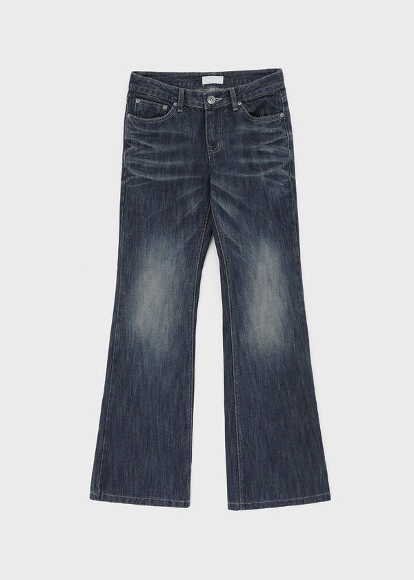 Curling Low-waist Bootcut Denim Pants
