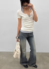 Sharkem Stitch Low-waist Bootcut Denim Pants