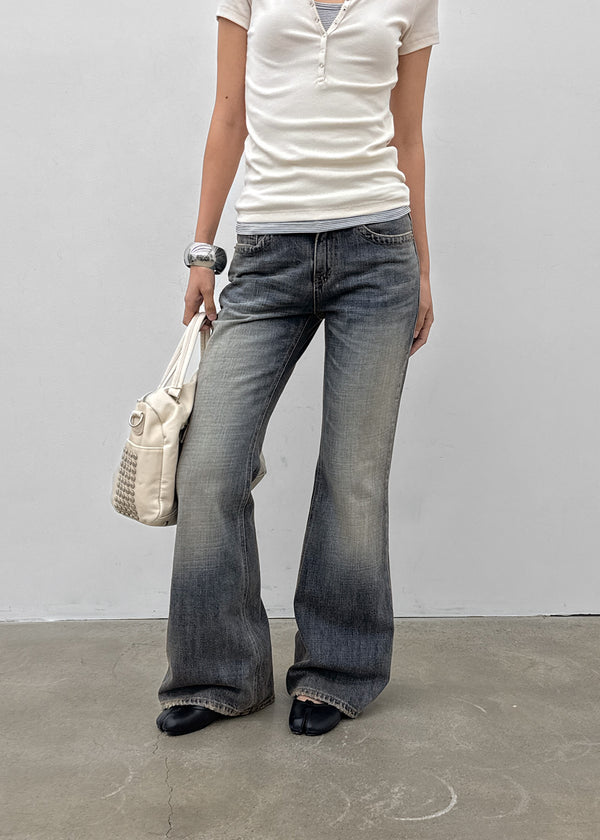 Sharkem Stitch Low-waist Bootcut Denim Pants