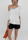 Glam Deep U-neck Summer Knit Short Sleeve Tee