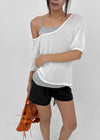 Glam Deep U-neck Summer Knit Short Sleeve Tee
