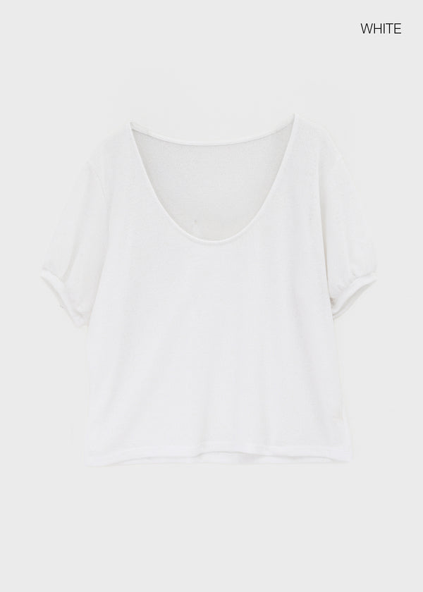 Glam Deep U-neck Summer Knit Short Sleeve Tee