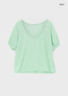 Glam Deep U-neck Summer Knit Short Sleeve Tee