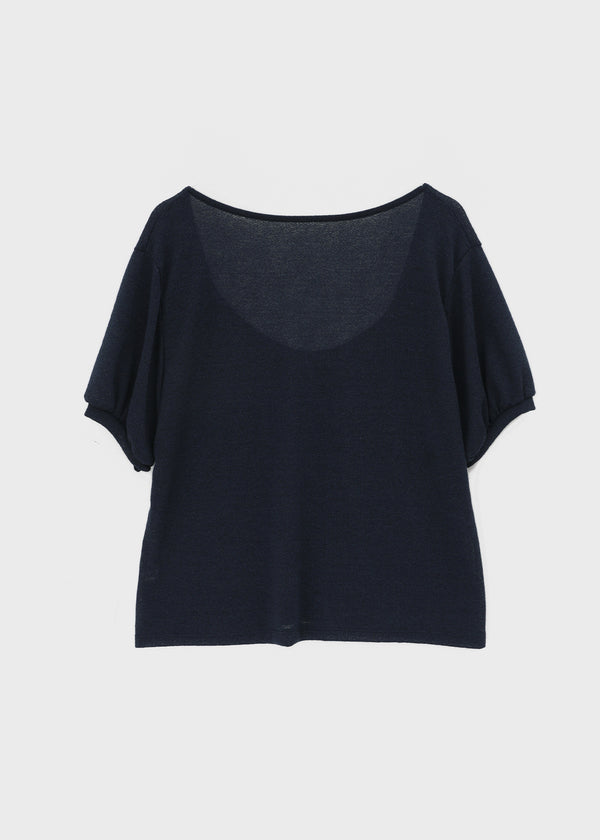 Glam Deep U-neck Summer Knit Short Sleeve Tee