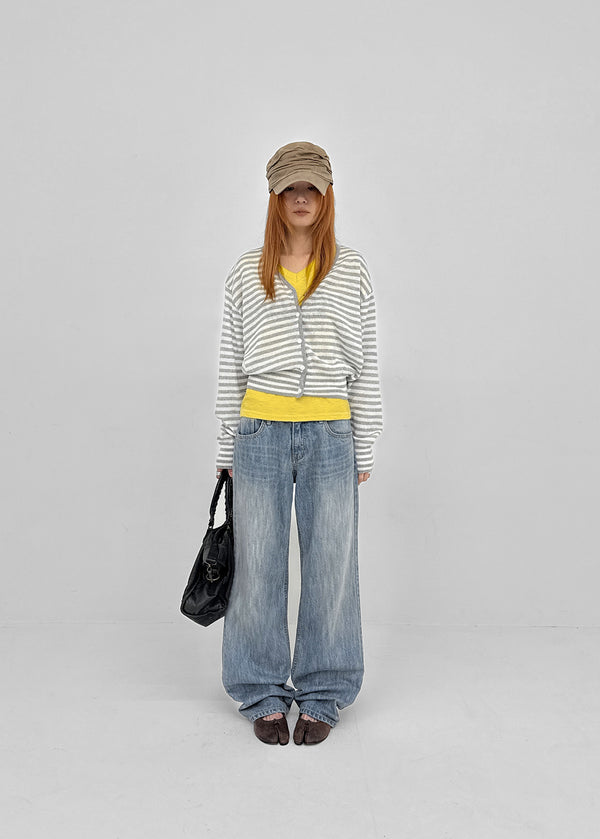 Hottin Striped Bamboo Knit Cardigan