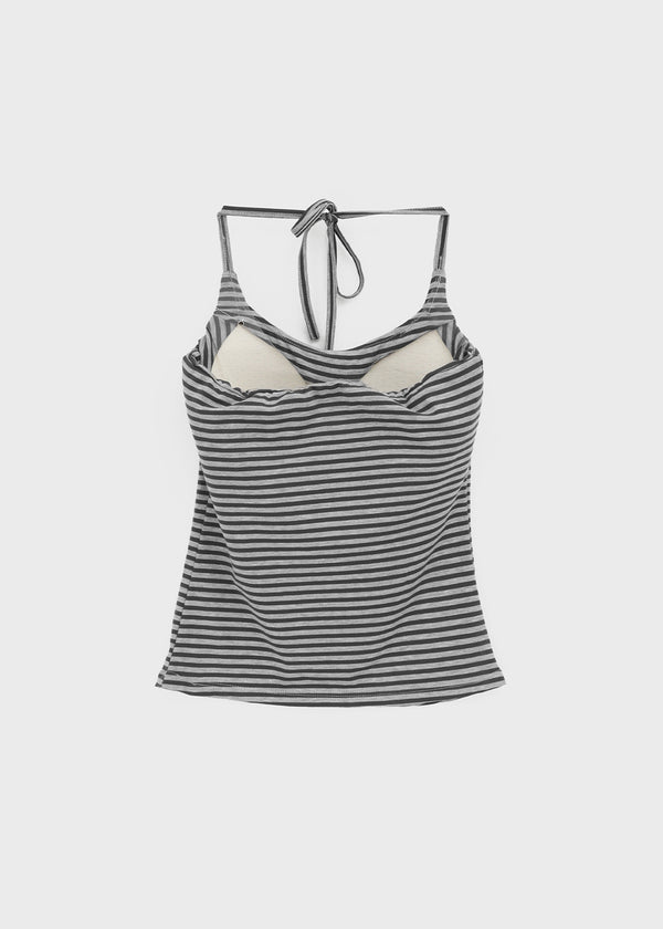 Rikong Stripe Halter Sleeveless (Built-in Cap)