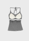 Rikong Stripe Halter Sleeveless (Built-in Cap)