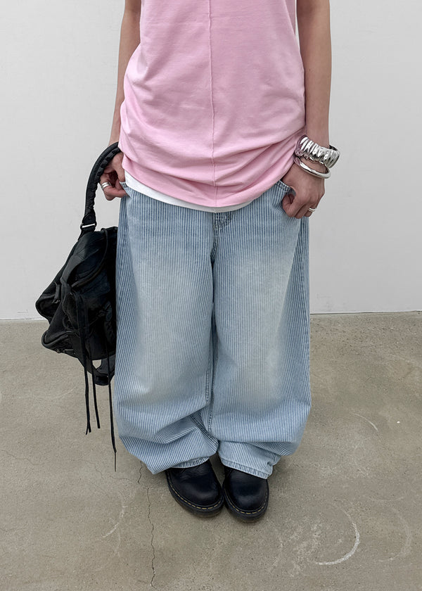 Gemmon Striped Wide Denim Pants