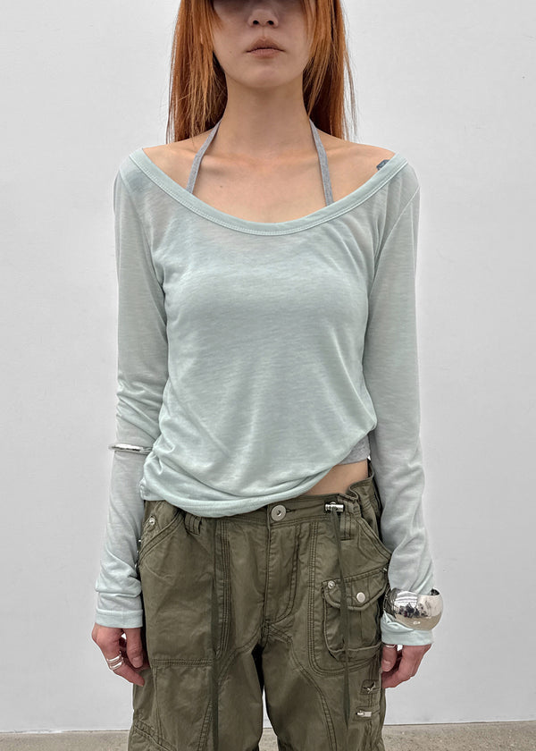 Philove Tencel Wide U-neck Long Sleeve Tee