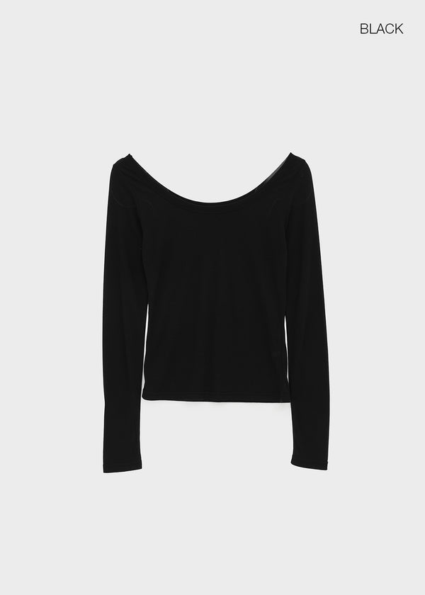 Philove Tencel Wide U-neck Long Sleeve Tee