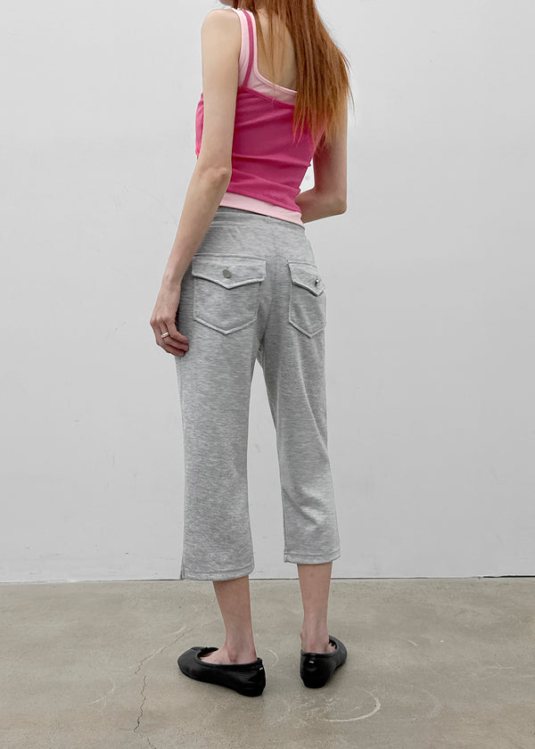 Summer Pocket Capri Elastic Waist Pants