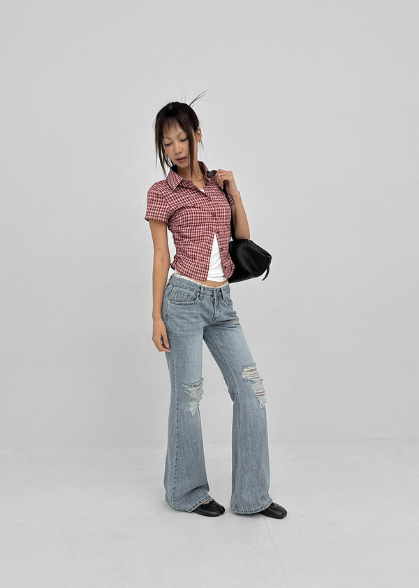 Danha Damaged Bootcut Denim Pants