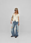 Foamco Damaged Low-waisted Straight Denim Pants