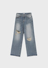 Foamco Damaged Low-waisted Straight Denim Pants