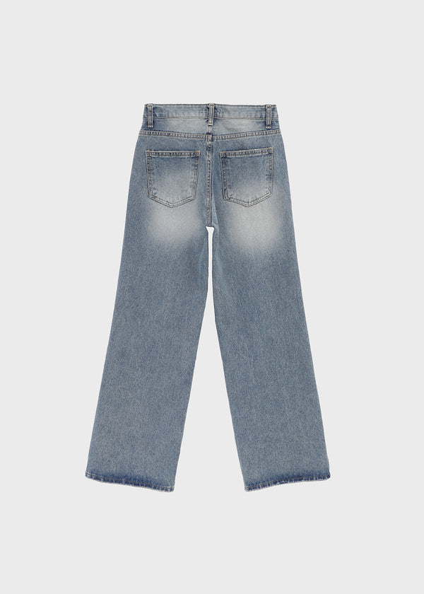 Foamco Damaged Low-waisted Straight Denim Pants