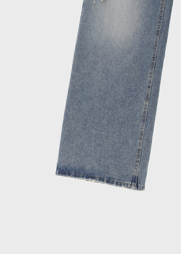 Foamco Damaged Low-waisted Straight Denim Pants