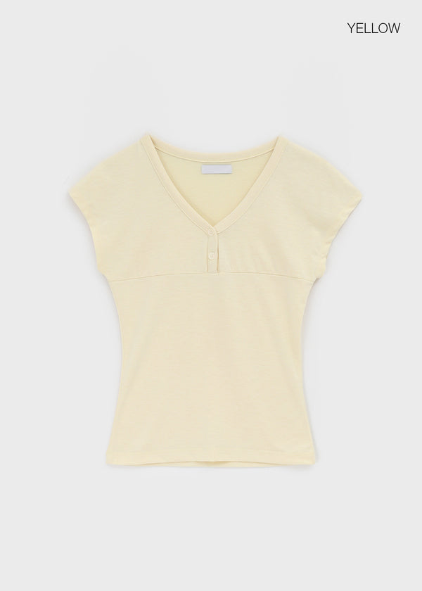 Serim V-neck Button Short-sleeve Tee