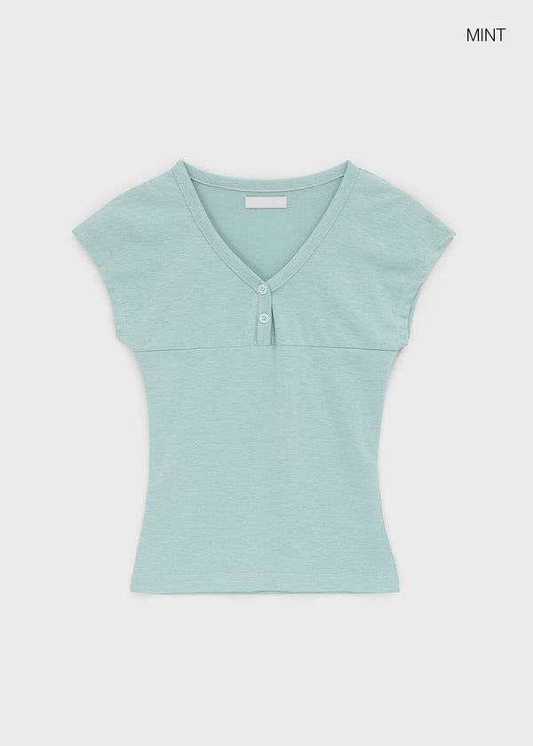 Serim V-neck Button Short-sleeve Tee