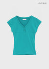 Serim V-neck Button Short-sleeve Tee