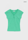Serim V-neck Button Short-sleeve Tee
