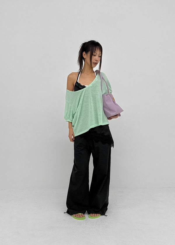 Glam Deep U-neck Summer Knit Short Sleeve Tee