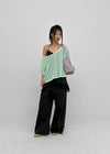Glam Deep U-neck Summer Knit Short Sleeve Tee