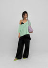 Glam Deep U-neck Summer Knit Short Sleeve Tee