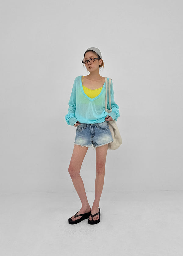 Judem Low-waist Washed Denim Shorts