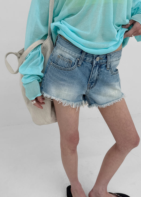 Judem Low-waist Washed Denim Shorts
