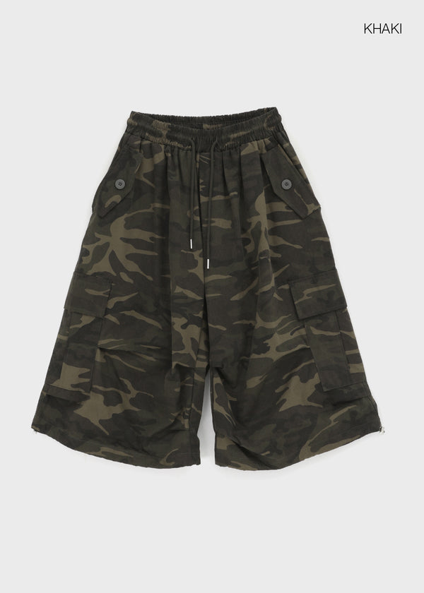 (UNISEX) GeulEum Camo Bermuda Banding Pants
