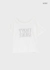 Compact Print Asymmetrical Off-shoulder Short Sleeve T-shirt