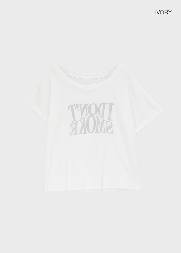 Compact Print Asymmetrical Off-shoulder Short Sleeve T-shirt