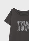 Compact Print Asymmetrical Off-shoulder Short Sleeve T-shirt