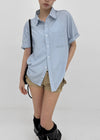 (UNISEX) Neod Stripe Short Sleeve Shirt