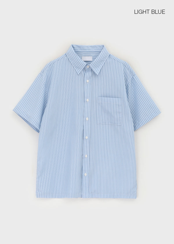 (UNISEX) Neod Stripe Short Sleeve Shirt