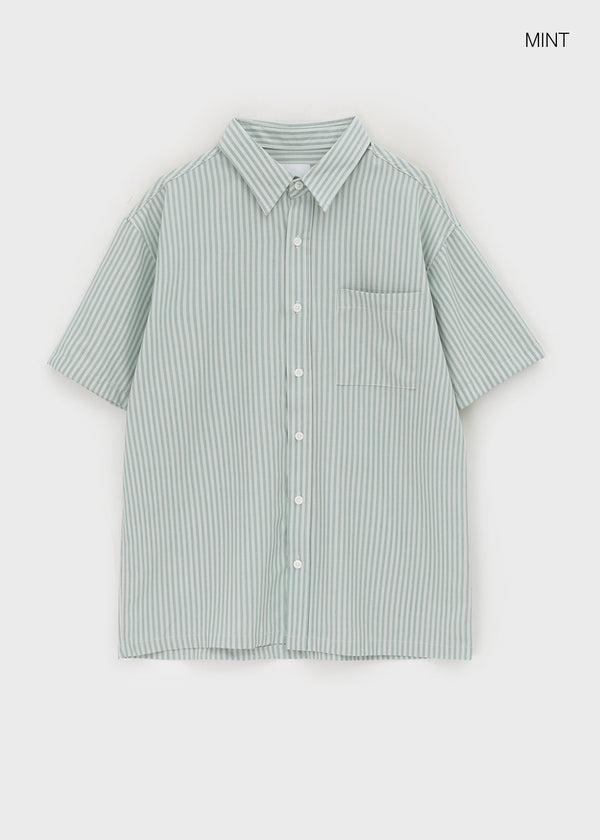 (UNISEX) Neod Stripe Short Sleeve Shirt