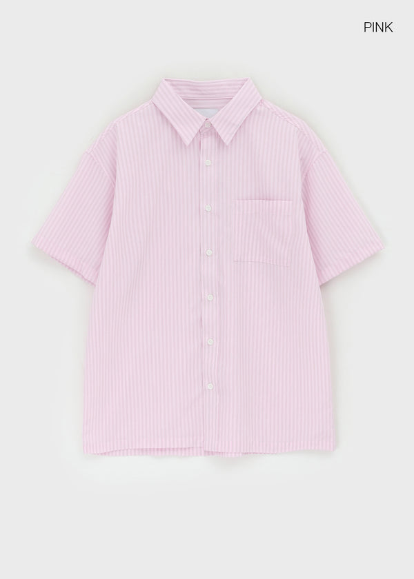 (UNISEX) Neod Stripe Short Sleeve Shirt