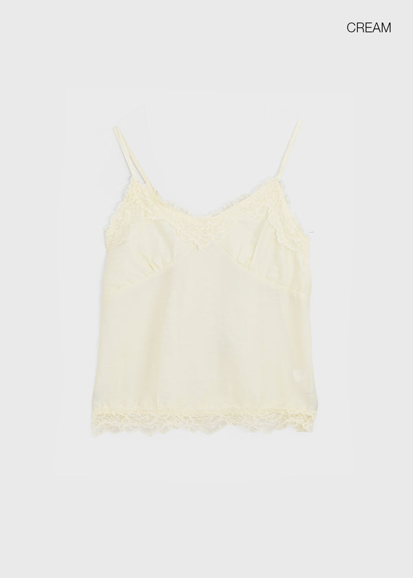 Reflect Satin Lace Sleeveless Top