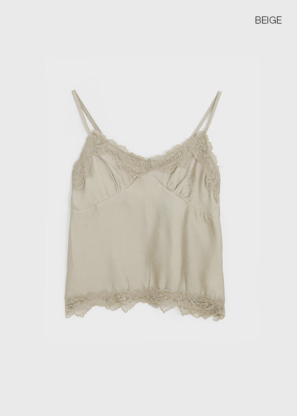 Reflect Satin Lace Sleeveless Top