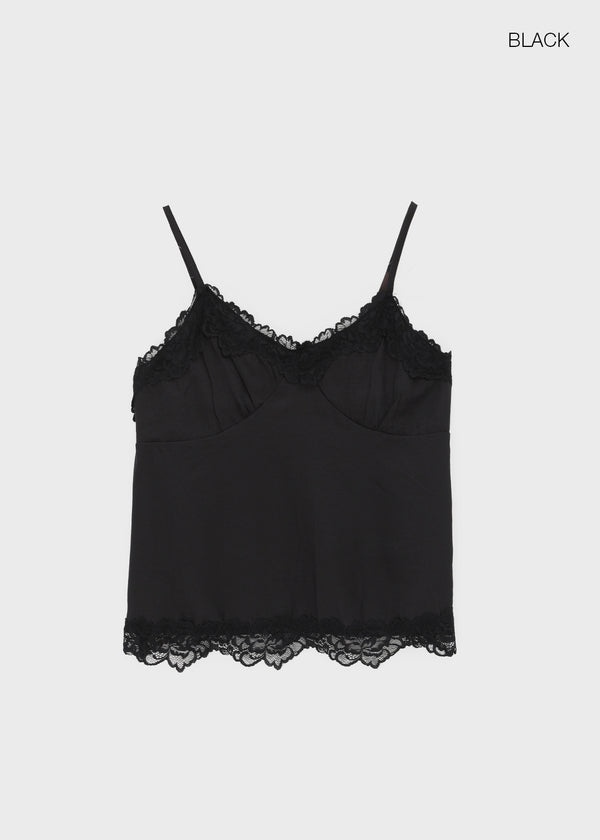 Reflect Satin Lace Sleeveless Top