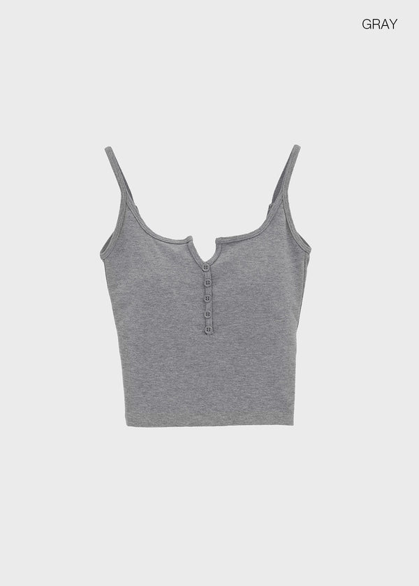 Carmen Button Crop Sleeveless (Built-in Cap)